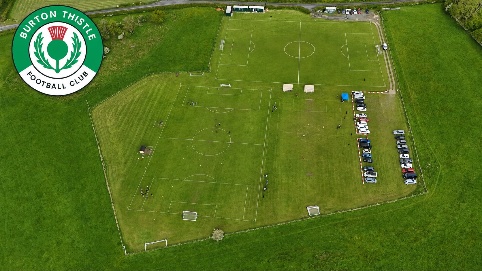 Aerial view of the Burton Thistle FC pitches